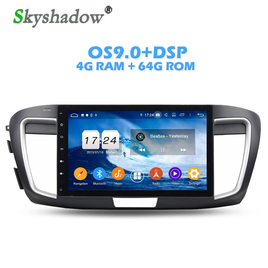 Excellent Android 9.0+4GB +64GB 8Octa Core Car Audio DVD GPS Radio 4GB RAM Bluetooth 4.2 WIFI 4G 64GB ROM For Honda ACCORD 9 2015 2016 201 0