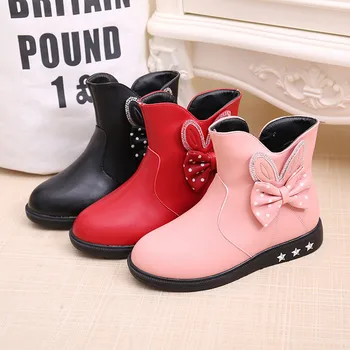 

Toddler Infant Kids Baby Princess Butterfly Knot Shoes Fashion Leather Boots Children's shoes Children's boots New Brand