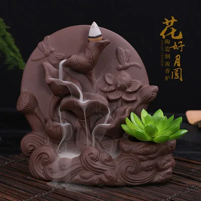 Decoracion Hogar Quemador Incienso песочный керамический рефлюкс ароматическая печь альпийский поток воды ремесла оптом китайский цветок - Color: see chart