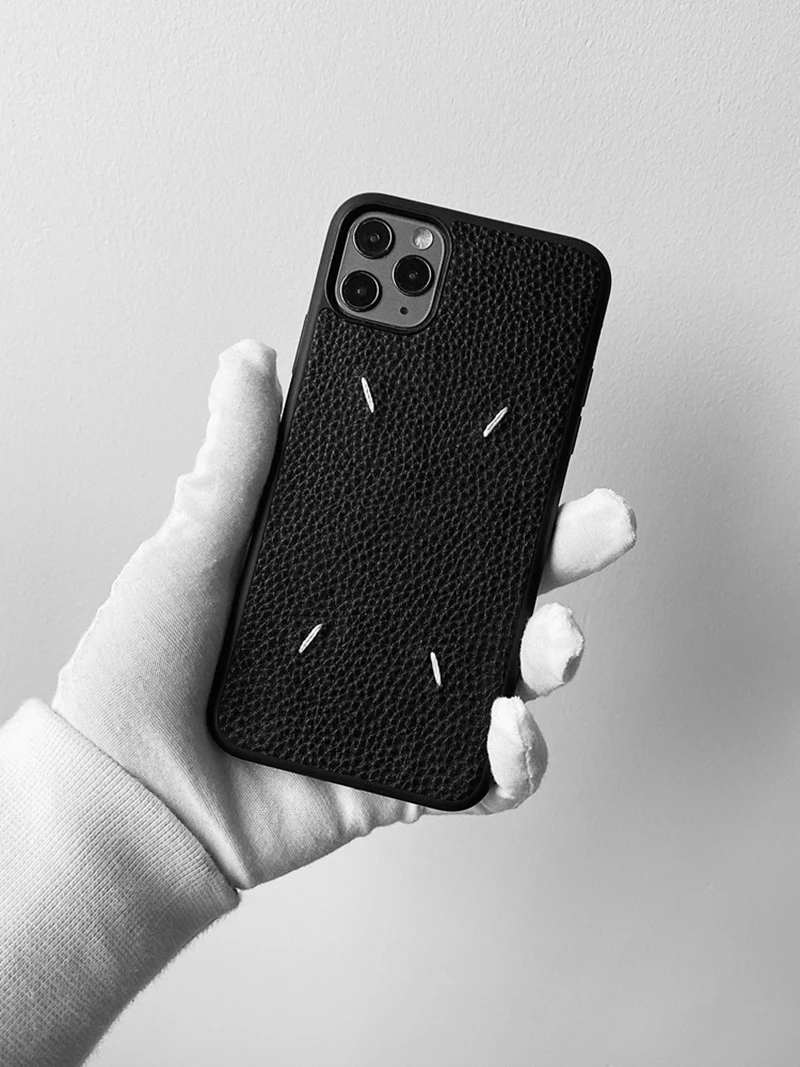 Luxury brand embroidery Lychee pattern leather Phone Case For iPhone 12 Pro Max MiNi 7 8 Plus X XS XR 11 SE 2 10 Back Cover Capa | Мобильные