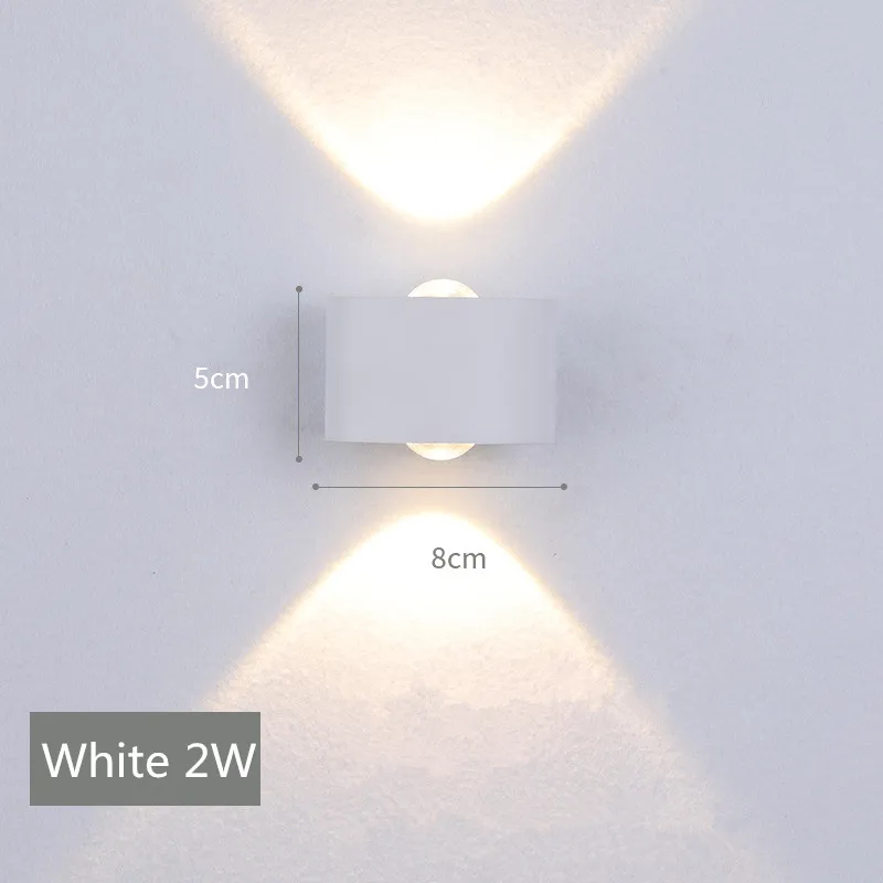 White 2W LED Wall Lamp Outdoor Waterproof Porch Aisle Staircase Garden Wall Light Indoor Lighting Up and Down Illuminate AC85-265V - Цвет абажура: White 2W