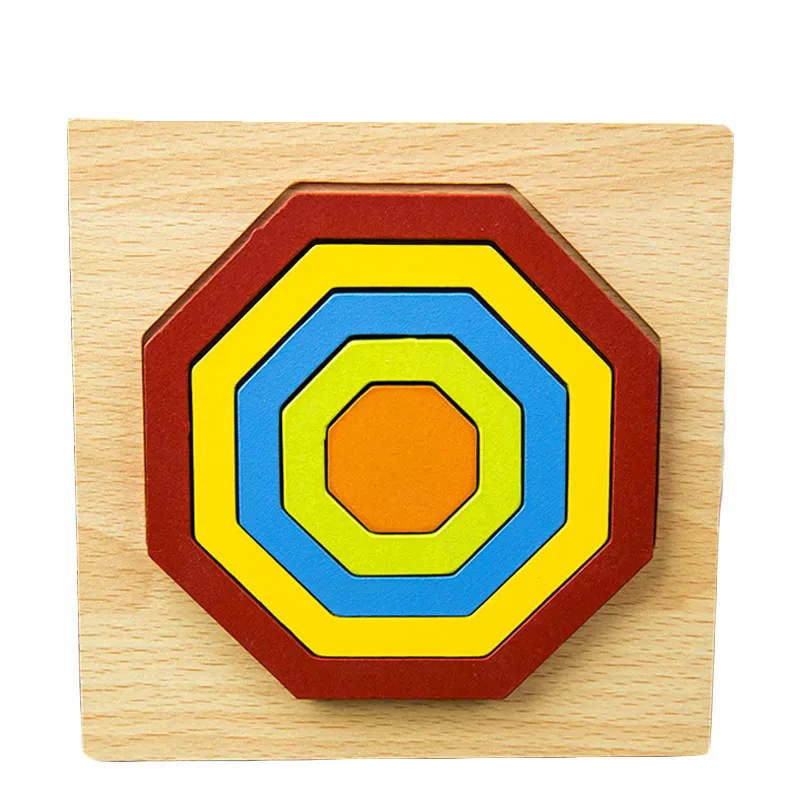 3D геометрическая форма головоломка DIY креативные Деревянные красочные Монтессори интеллектуальное развитие детские развивающие игрушки дети ребенок - Цвет: D