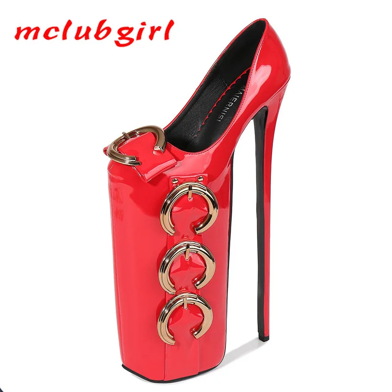 MCLUBGIRL/туфли на платформе 20 см и высоком каблуке 30 туфли с металлической пряжкой