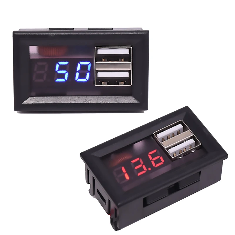 

USB Battery Monitor With LED Voltage Level Indicator Dual USB Output QC2.0 3.0 Fast Charging Outdoor Power Meter Fast charge