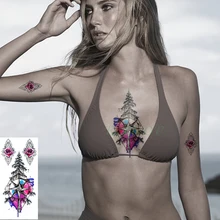 Водостойкая временная татуировка наклейка мансала Татто датура цветок лоза флэш-тату цветы алмаз поддельные татуировки для мальчиков мужчин женщин