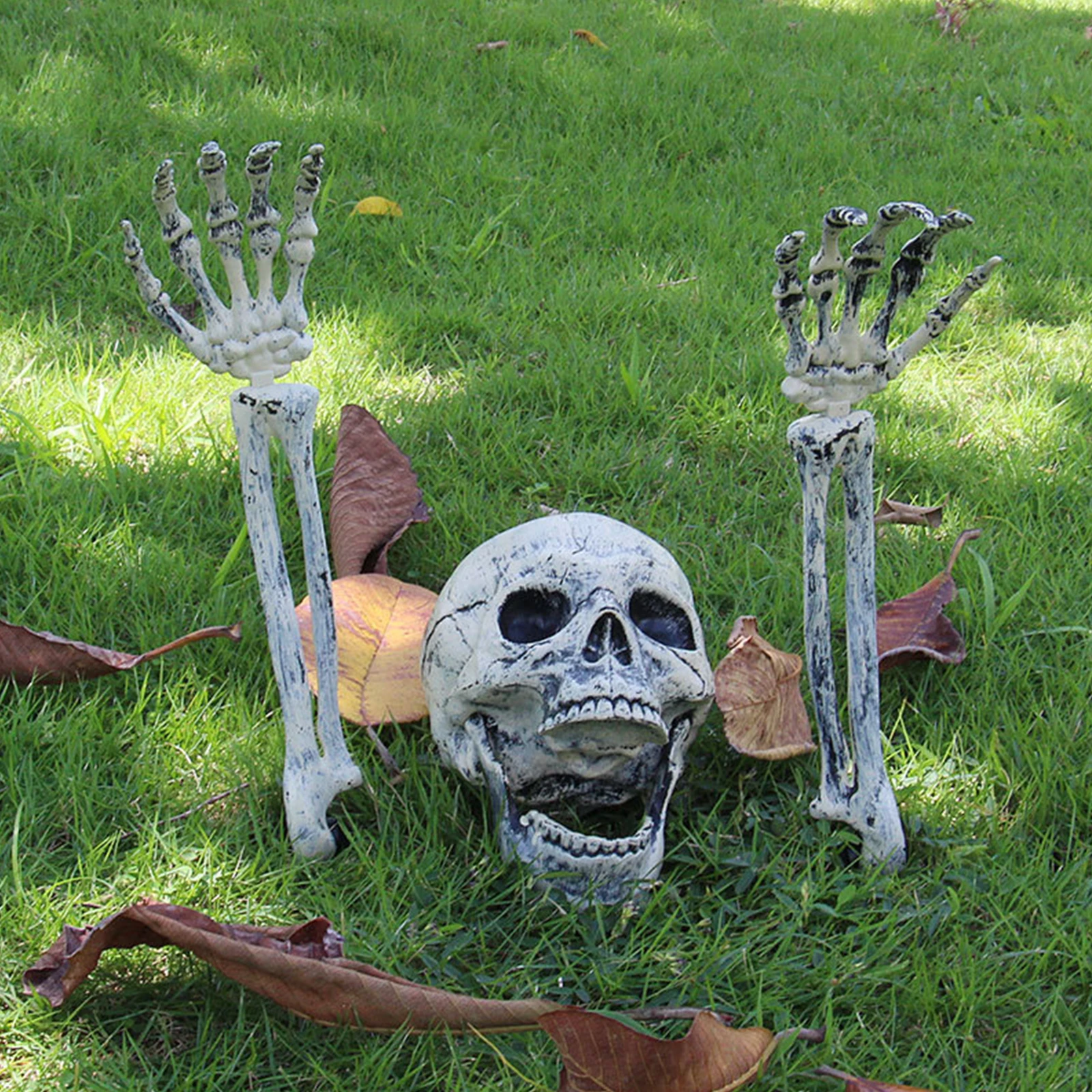 Halloween Fake Skeleton Head and Hands Set Scary Props Ornament for Party Haunted House Decoration | Дом и сад