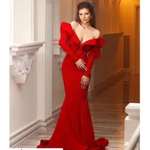 Русалка Красные Выпускные платья Длинные вечерние платья Дубай размера плюс вечерние праздничные платья