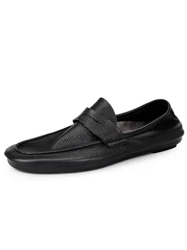 

all-match cowhide designer shoes men high quality men casual natural leather loafers autumn winter British retro men shoes