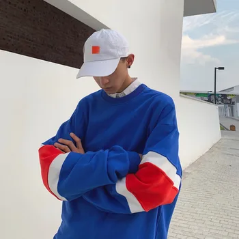 

Autumn New Hoodies Men Fashion Contrast Color Casual O-neck Pullover Man Streetwear Wild Hip-hop Loose Couple Sweatshirt M-2XL