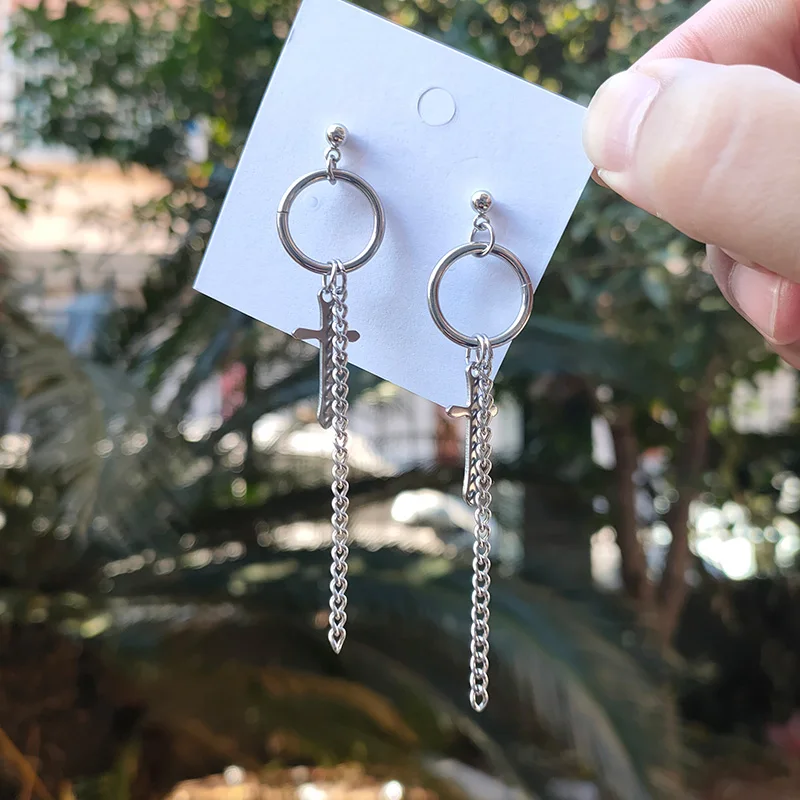 Dangle Earrings Drop Earrings Long Earrings Crystal Tassel Earrings Geometric Earrings New Pop Simple Metal Style Long Chain Tassels Drop Earrings for Women Geometric Asymmetry