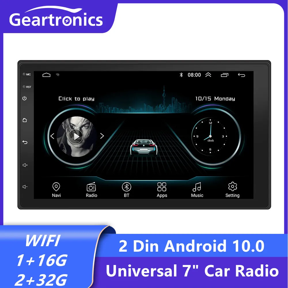 Автомагнитола Geartronics мультимедийная стерео-система на Android 10 с экраном 7 дюймов GPS