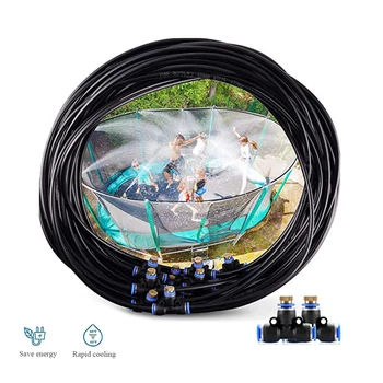 

15M trampoline sprinkler Outdoor Misting Cooling System Kit Greenhouse Garden Patio Waterring Irrigation Spray Nozzle Kits