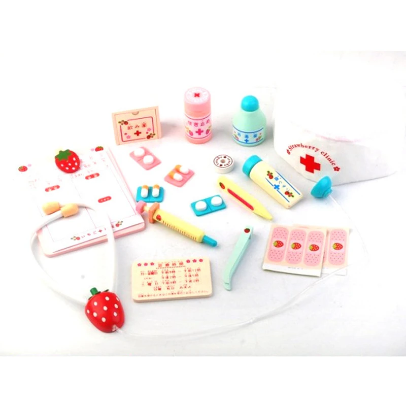 Детский деревянный набор игрушек для доктора, розовый имитационный семейный Медицинский Набор для доктора медсестры, ролевые игры, больничные медицинские аксессуары, детская игрушка