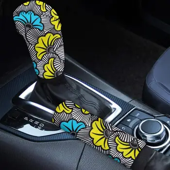 

INSTANTARTS African Style Printed 2pcs/Set Protect Car Interior Hand Brake Cover Elastic Gear Shift Cover Handbrake Sleeve Hot