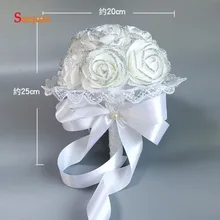 Цветы из материала pe Свадебный букет серебряная пудра край специальный ручной цветы белый букет для подружки невесты ramo novia WB37