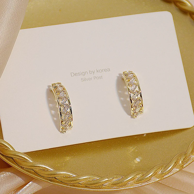 Korean Hot Sale Exquisite Hollow Crystal Circle Earring for Women AAA Cubic Zircon Elegant Stud Earrings Wedding Jewelry Pendant - Image 6