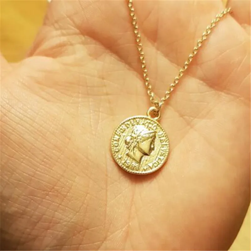 Trendy Simple Beauty head Coin Choker Necklace Woman Girl Statement Sliver Boho Pendants Necklaces Gold Jewelry Wholesale New