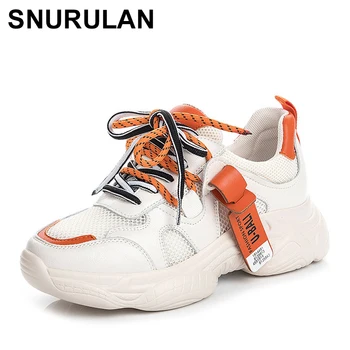 

SNURULAN Zapatos de mujer non-tapering heel casual shoes women spring new chaussures femme mesh platform women shoes