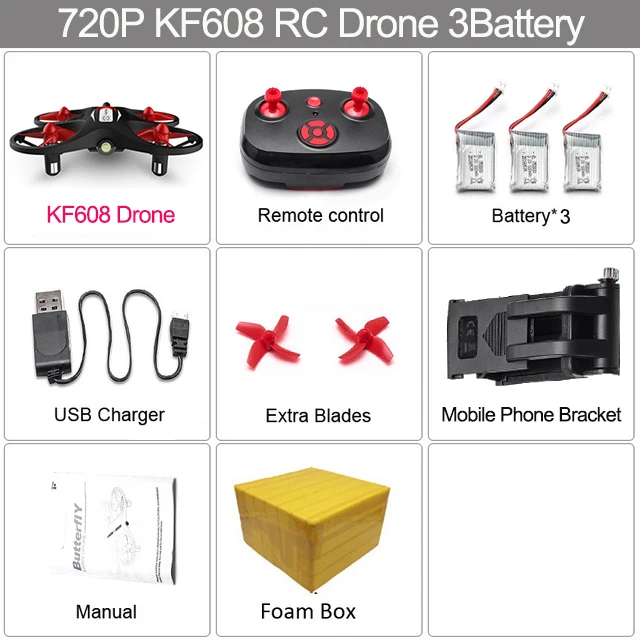 KF608 мини Радиоуправляемый Дрон с 720P wifi камерой Квадрокоптер режим удержания высоты Безголовый 3D переключатель скорости мини Радиоуправляемый квадрокоптер игрушки - Цвет: KF608 720P 3B FB