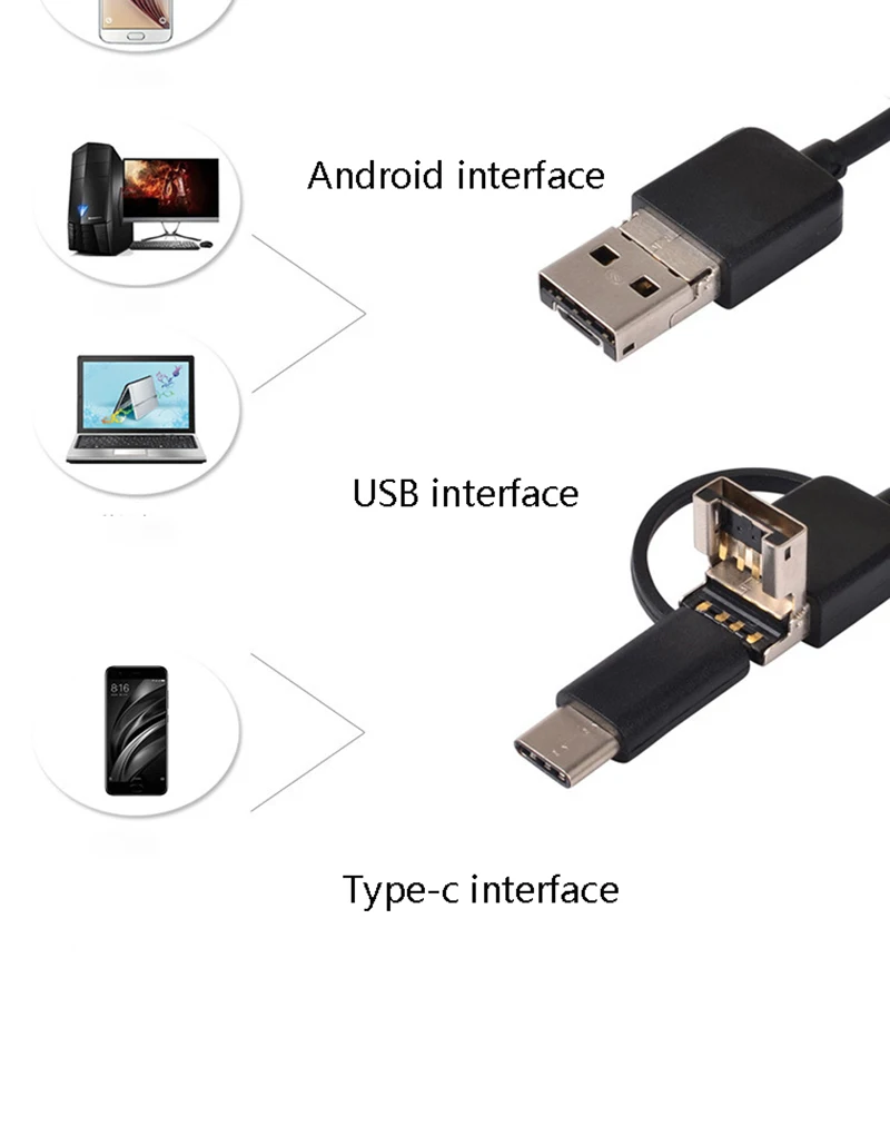 Эндоскоп камера Гибкая IP67 водонепроницаемый осмотр бороскоп камера для Android PC ноутбук Xiaomi 6 светодиодов регулируемый