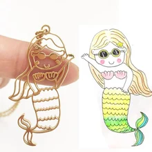Fun Customized Children's Drawing Necklace Mermaid Pendant Necklace Kid's Child Artwork Safety Logo Jewelry Mother's Day Gift