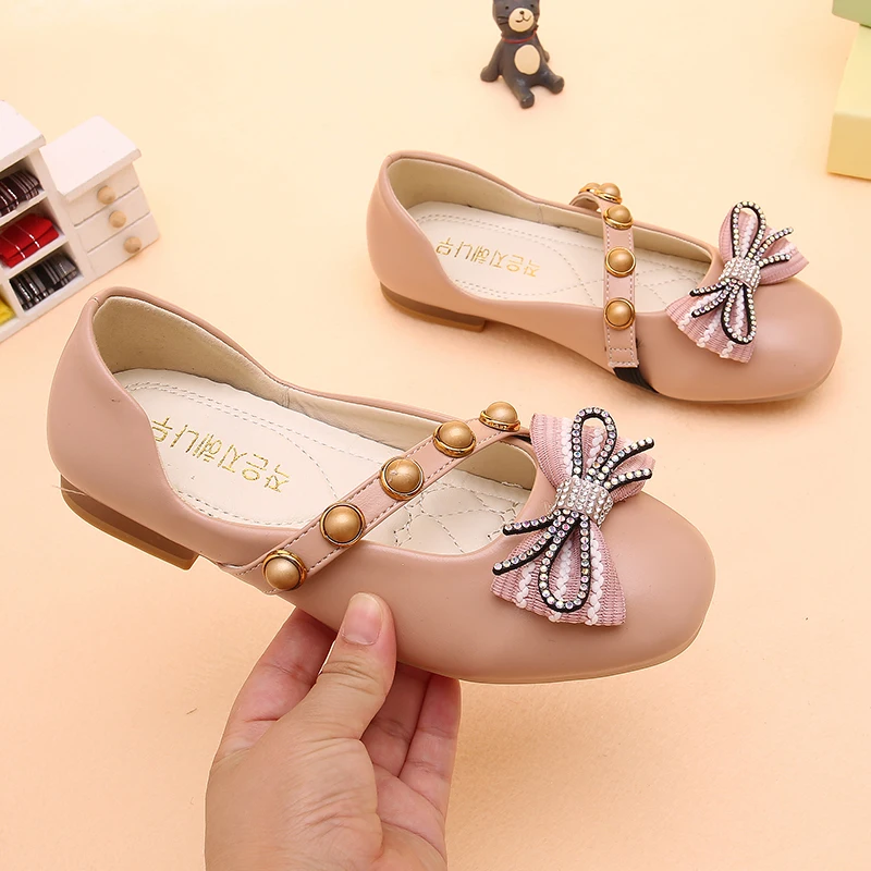 CYSINCOS 2020 New Kids Shoes Bowknot Leather Shoes School princess Girls Dress Sneakers Spring Autumn Wedding Party Dress Shoes