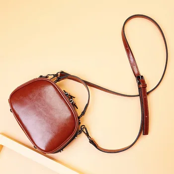 

New Small Bag Leather Women's Bag Fashion Portable Small Square Bag Shoulder Messenger Bag