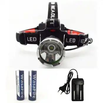 

2000LM Waterproof Led Headlamp Forehead Torch Lamp XML-T6 3 Modes Headlight 18650 Running Head Light with 18650 Battery+Charger
