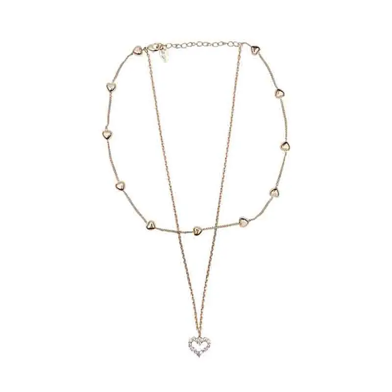 

Double layer Chain Heart Choker Necklace For Women Gold Chain Korean Style Collar Female Chocker Fashion Jewelry 2020 New