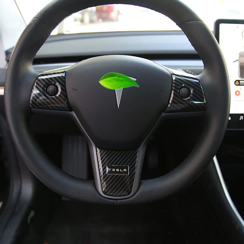 Для Tesla Model 3 крышка рулевого колеса автомобиля Наклейка планки ABS углеродного