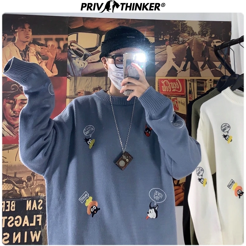 Privathinker мужские и женские 2020 осенние модные свитера с вышивкой корейские цветные