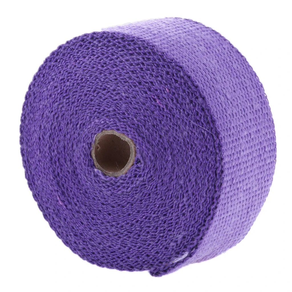 Exhaust Pipe Insulation Thermal Heat Wrap Roll 2 inch  x 32 ft Motorcycle Header Protection Fiberglass Heat Shield (Purple)