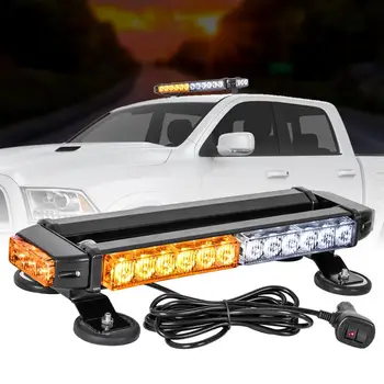 

LED Flashing Light Bar Emergency Hazard Warning Lighting Bar with Magnetic Base and Straight Cord for Car Trailer Roof Safety