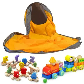 

Kids Toy Storage Bucket Bag Fast Slide Away Clean-up and Storage Container Folding Games Carpet Integrated Portable Organizer