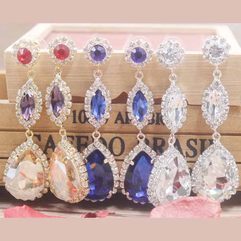 

Newest rose gold black Rhinestone earring Crystal Longer Tassel Earrings for Women high-grade Drop Dangling Earrings Jewelry