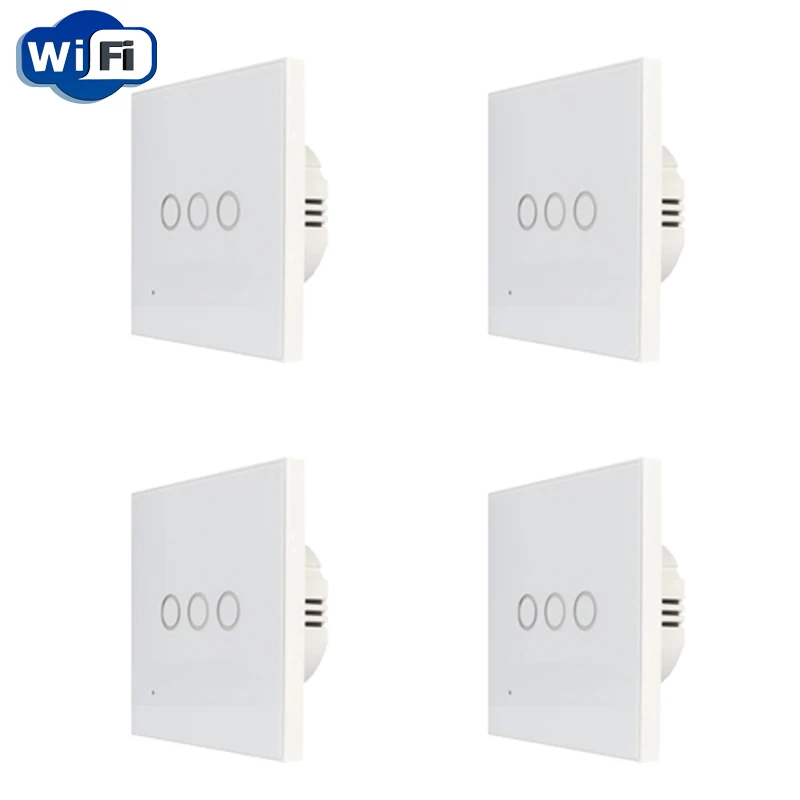 

Haozee 4PCS Smart Wifi Wall Light Switch 3 Gang Touch/WiFi Remote Smart Home Wall Touch Switch Support Alexa,Google Home,IFTTT