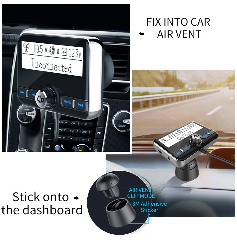 

USB TF Card Support Charger Wireless Bluetooth Car Kit LCD Hands-Free FM Transmitter MP3 Music Player Mobile Phones Tablets dfdf