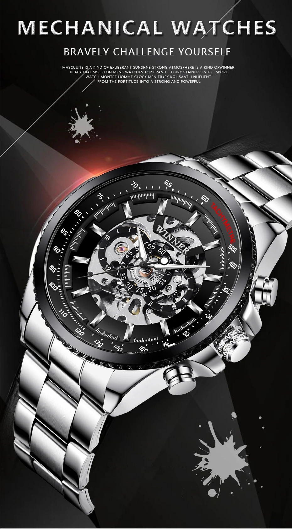 Winner Sport Design Bezel Golden Watch Mens Watches Top Brand Luxury Montre Homme Clock Men Steampunk Automatic Skeleton Watch