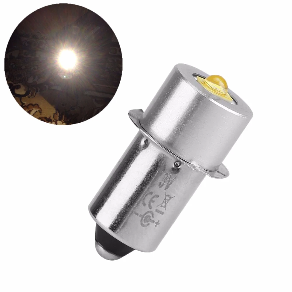 White 3V Flashlight LED Bulb P13.5S 3W LED Flashlight Replacement Bulb Torch Lamp Emergency Work Light 