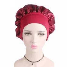 QKURT 2 Pack Satin Lined Sleep Caps Hair Bonnet Silk Turban for Sleeping Sleep Bonnet Night Cap Chemo Caps for Women Black Grey