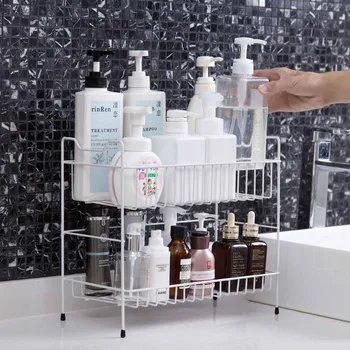 

Bathroom Shower Organizer Rack Shelf Holder Stand Organizer Iron 2 Layers Kichen Spice Racks