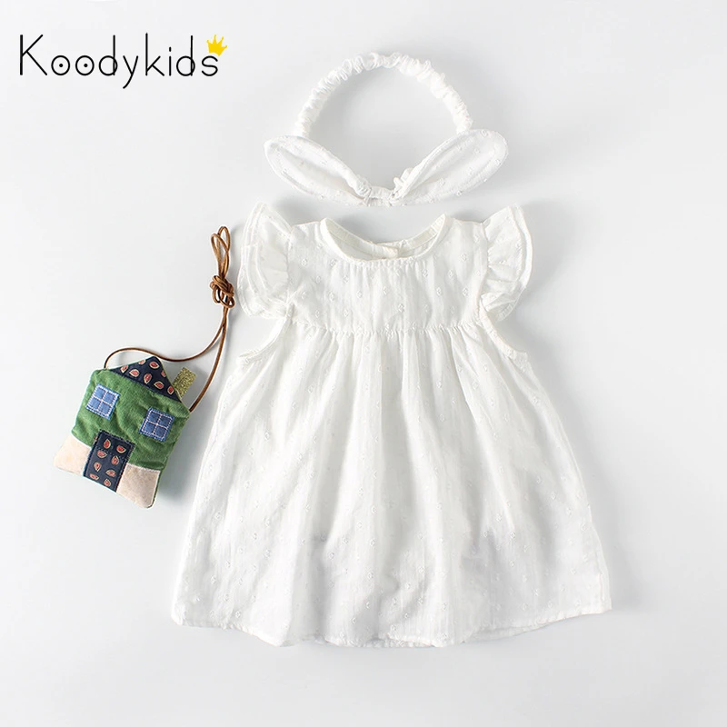 Koodykids/платье для маленьких девочек; боди; летнее треугольное платье; комбинезон с повязкой на голову; праздничное платье для девочек; кружевное платье; комбинезон