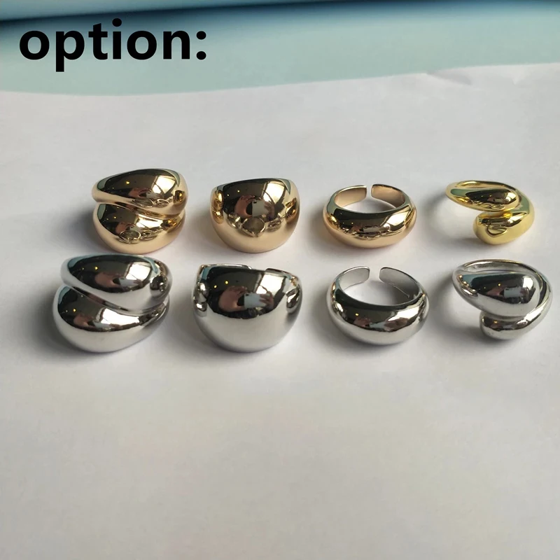 Rings Metal Gold Color Plated Exaggerated Open Adjustable For Women Men