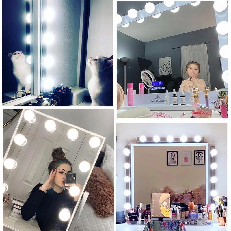 Luminaires Led Pour Miroir À Maquillage, Lampes De Style Hollywood Pour  Miroir De Table De Toilette, Kit De Lampes À Ampoules Pour Coiffeuse, 6,  10, 14 Pièces, 12v - Vanity Lumières - AliExpress