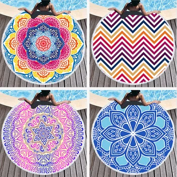 

Marble Large Round Beach Towel For Adult Colorful Quicksand Pattern Microfiber Shower Bath Towel Travel Blanket Swimming Cover