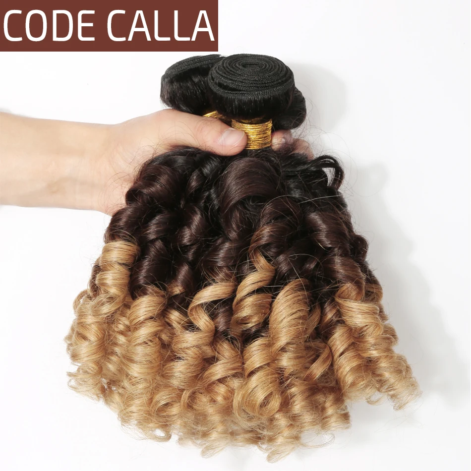 

Code Calla Remy Bouncy Curly Hair Bundles Weave Ombre Color Hair Malaysian 100% Human Hair Weave Bundles Extensions For Woman