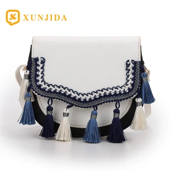 

XUNJIDA 2020 NEW Women Tassel Shoulder Crossbody Bag Fashion PU Leather Handbags National Style Family Style White