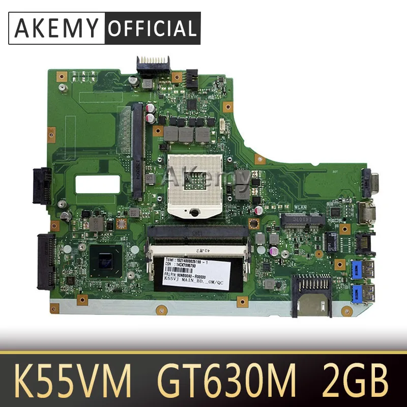 Akemy K55VM материнская плата для ноутбука ASUS A55V K55V K55VJ REV2.2/2 0 Поддержка Geforce GT630 2G 100%