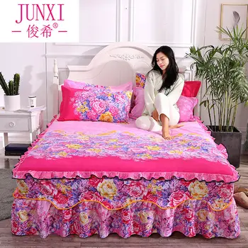 

Ruffle 1 Bedspread Bed Skirt Princess Bedding King Queen Bedspreads For Girls Bed Sheet Set Bedding ( no pillowcase ) F0051