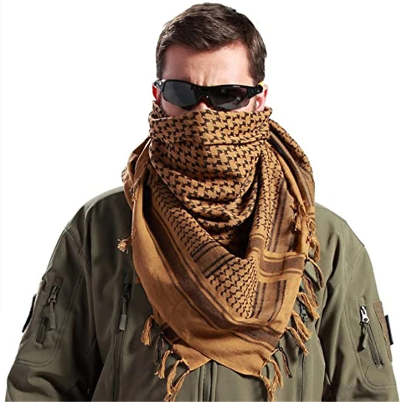 Shemagh bufanda de algodón 100% para hombre, pañuelo militar táctico para el desierto, Keffiyeh, pañuelo para cabeza con borla, chal cuadrado para exteriores|Bufandas hombre| - AliExpress